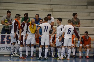 Il Cus Caserta durante un timeout (Foto Giuseppe Melone)