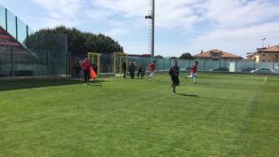 Le squadre durante il riscaldamento