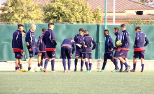 Romaniello durante l'allenamento di oggi